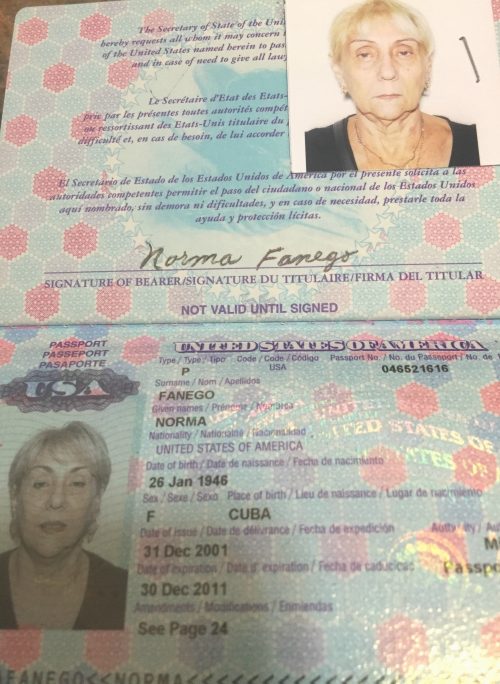 Norma Fanego's American passport