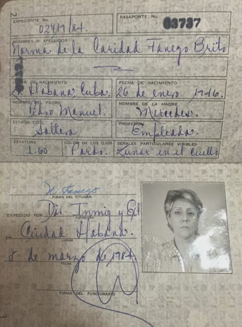 Norma Fanego's Cuban passport