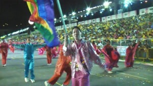 Roy Tan marching in the first LGBTQ+ Chingay contingent in 2010.