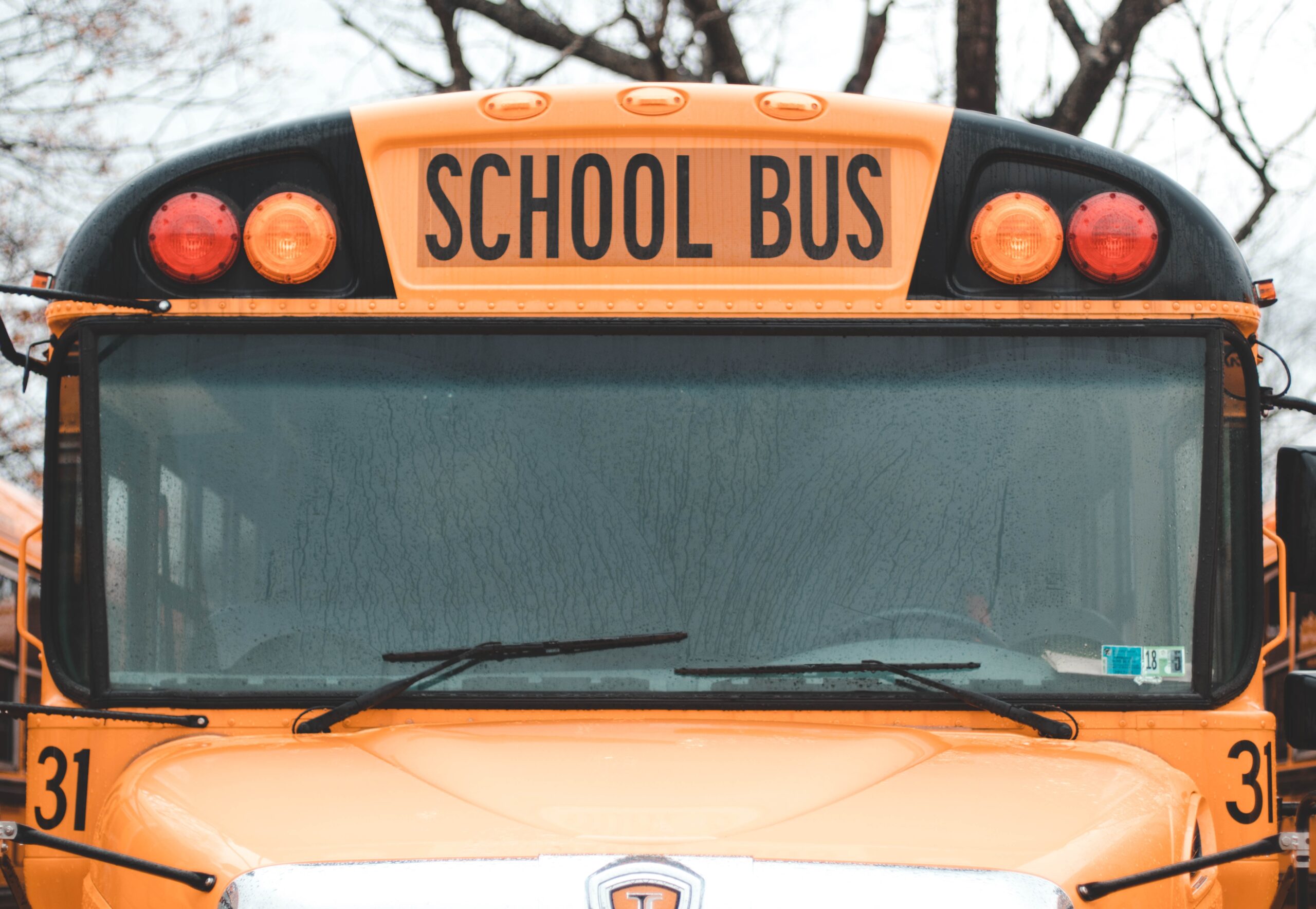 Image of a yellow school bus windshield.